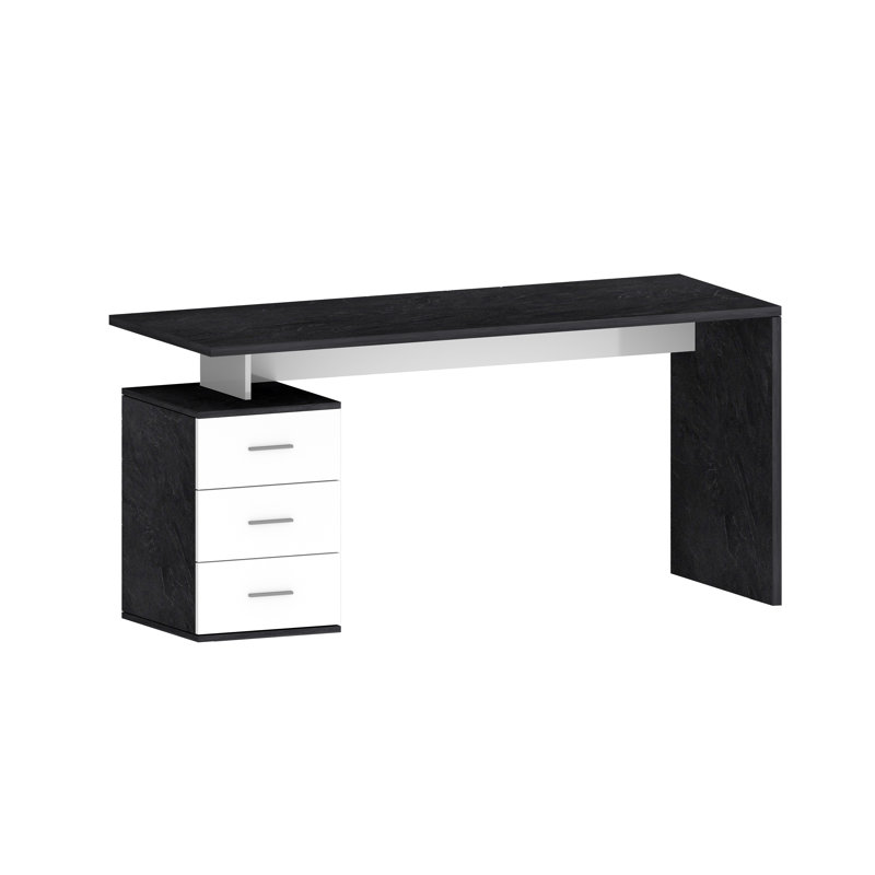 Basim Computer Desk, Grey/White