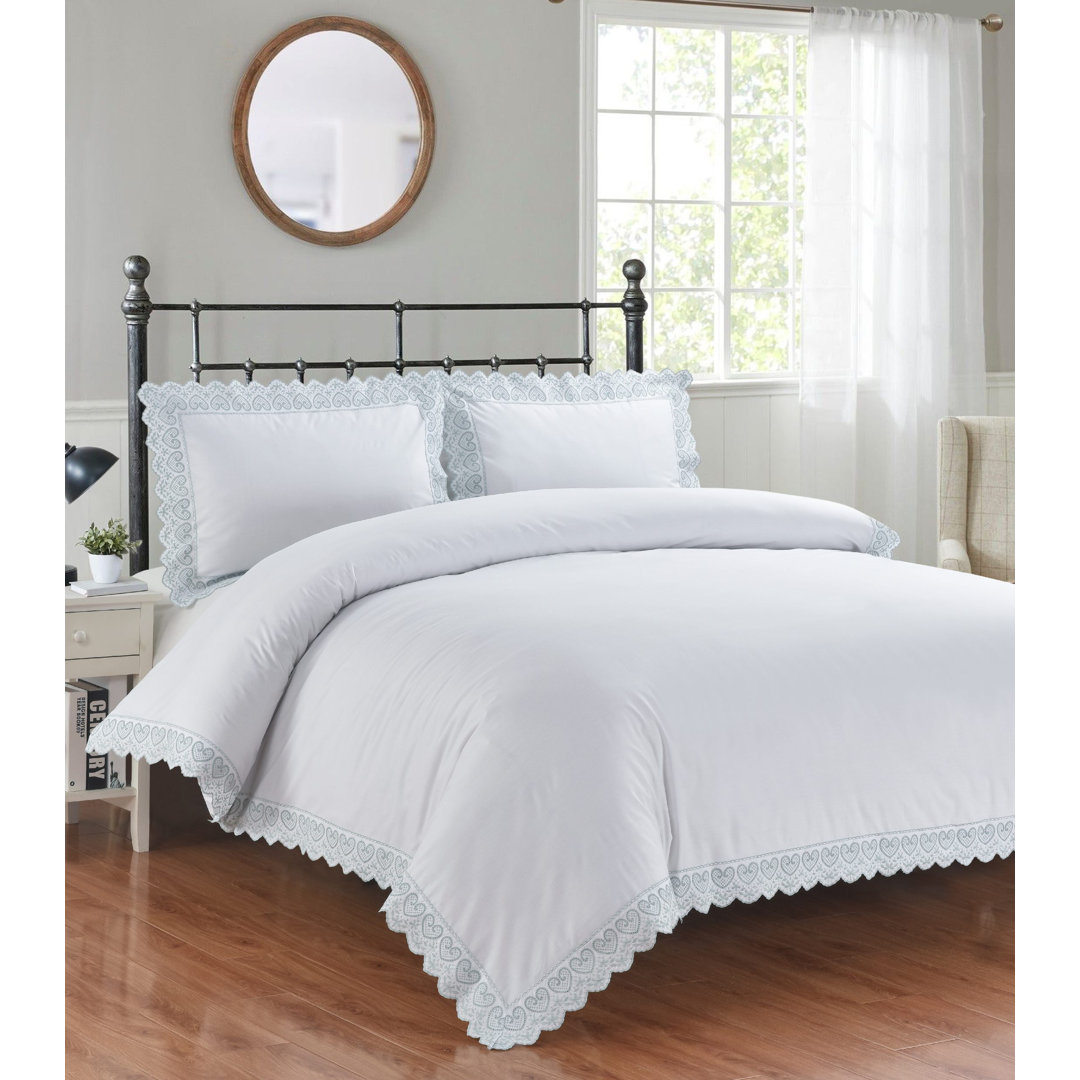 ELISE Cotton Blend Solid Colour Duvet Cover Set with Pillowcases Included