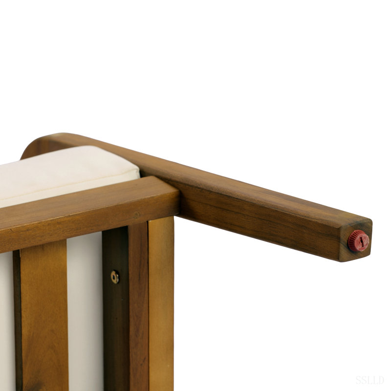 Fauteuil club d'extérieur en bois d'acacia avec dossier et coussins en osier PE - Fauteuil d'appoint moderne pour balcon, bord de piscine et véranda