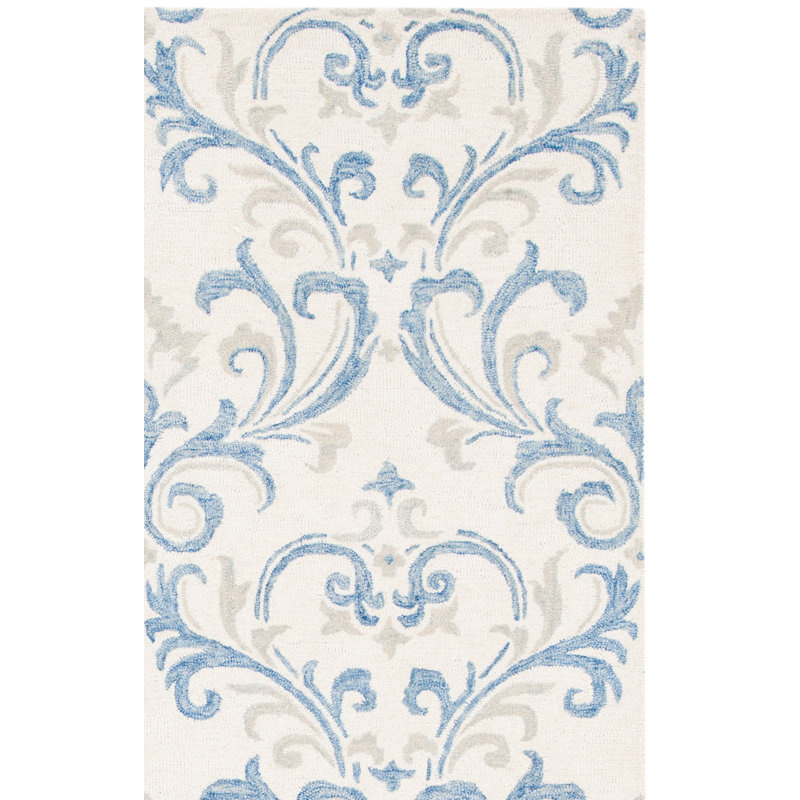 Aashu Hand Tufted Wool Damask Rug, Runner 2'3" x 8'