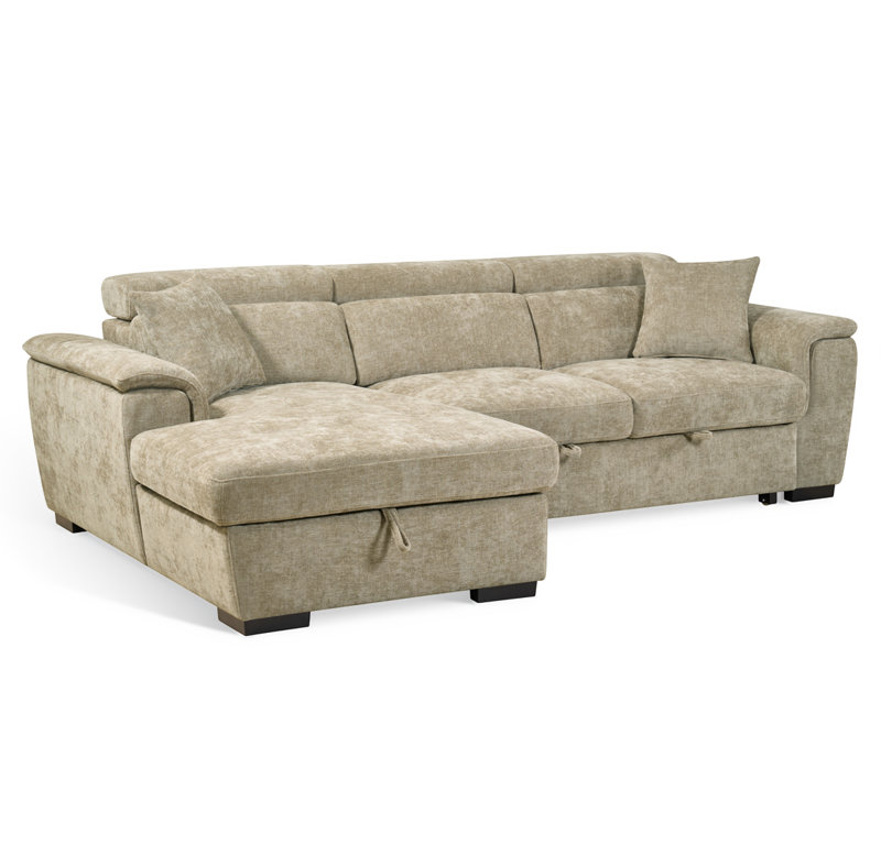 Howerton 4 Seater Chenille Sofa Bed, Beige