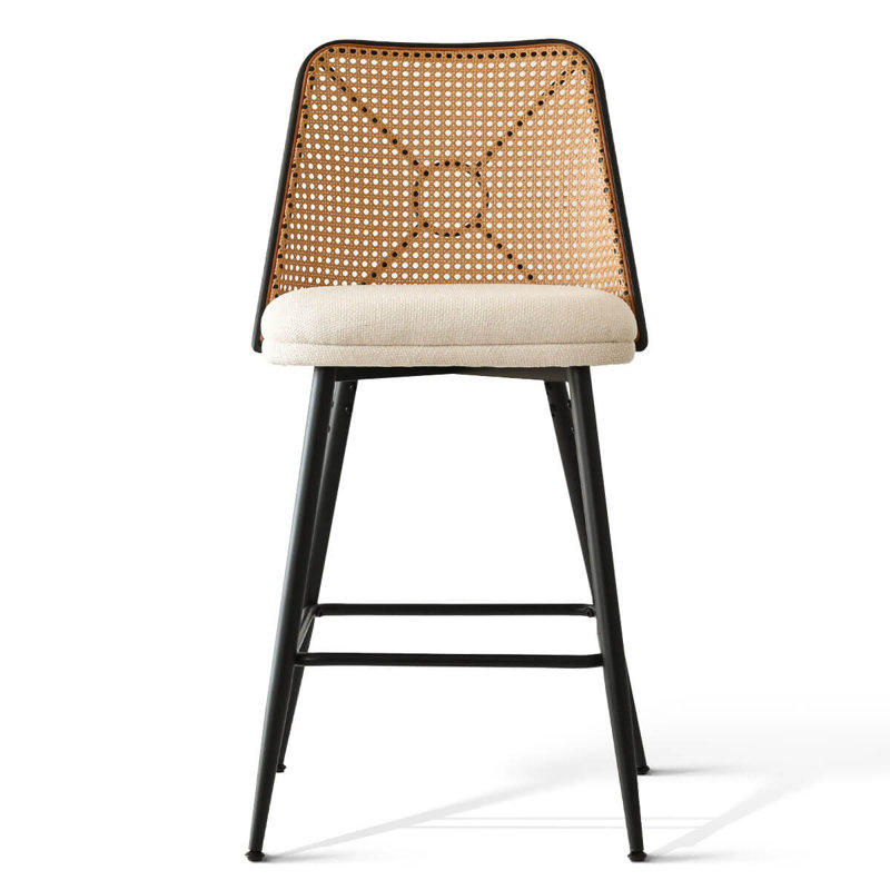Upholstered 26.5" Rattan Counter Stool