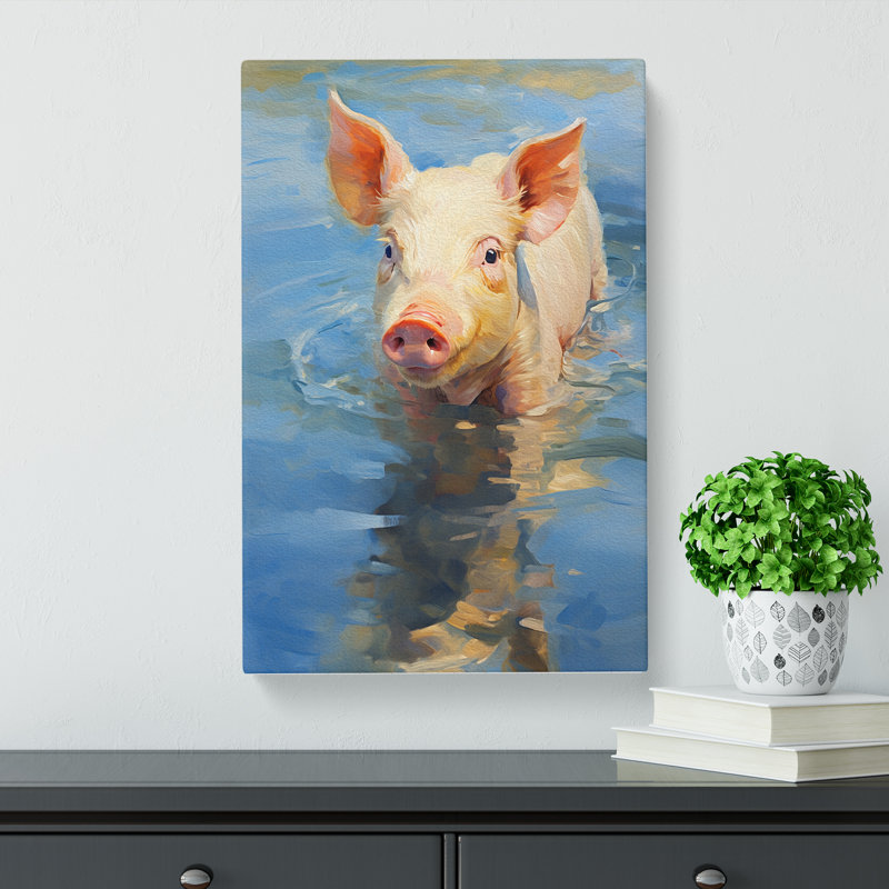 Pig Impressionism No.2 - Wrapped Canvas Print, 60cm H x 40cm W x 3cm D