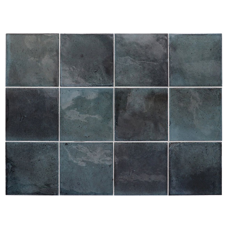 Antiek 3.94 in. x 3.94 in. Glossy Ceramic Square Wall and Floor Tile (6.48 sq. ft./case) (60-pack), Spruce Blue