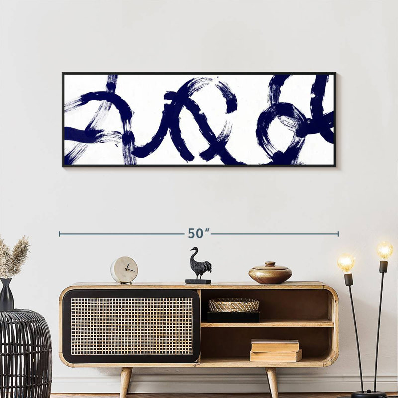 Coups d'un bleu profond, Cadre flottant noir, 49 po x 17 po