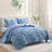 Modern Floral Geometric Quilt Set, 3-Piece Reversible Coverlet and Pillow Shams-110379272-110379273