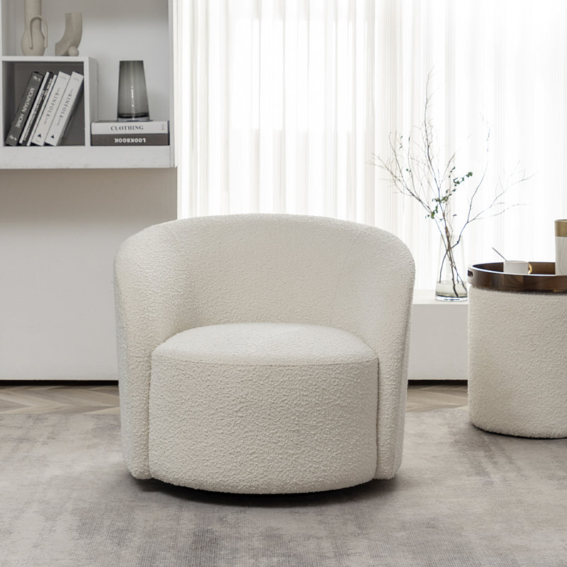 Fauteuil demi-tonneau pivotant Clcle, Crème, crème