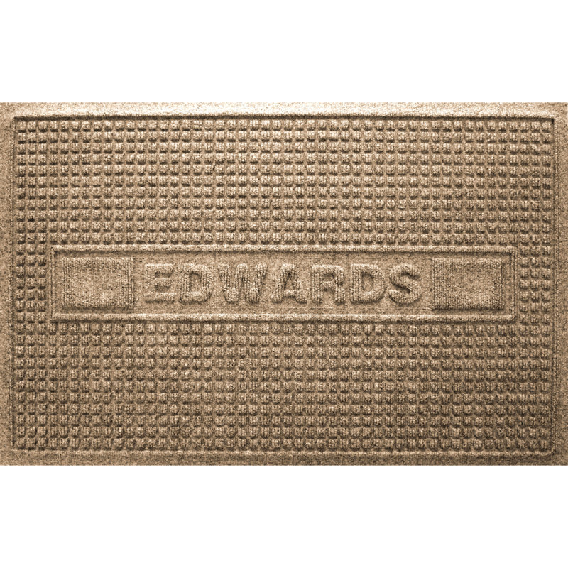 Waterhog Squares Personalized 23 in. x 35 in. Indoor Outdoor Door Mat, Camel