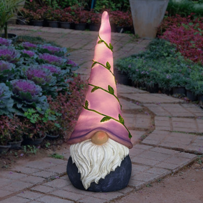 Gnome chapeau illuminé avec vigne illuminé 13 pouces Exhart