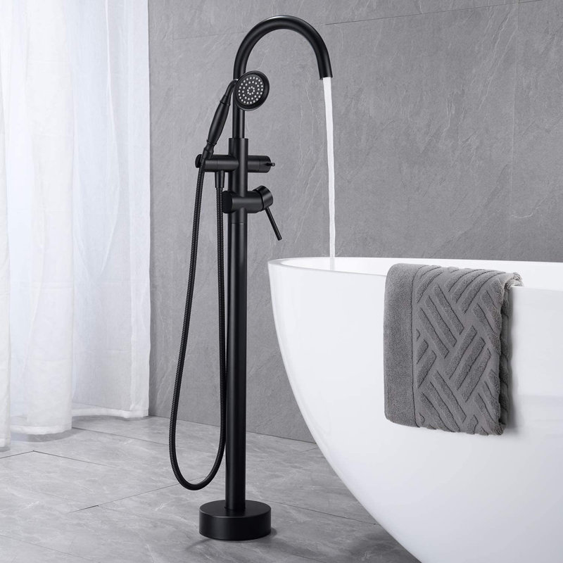 Freestanding Tub Filler with Handheld Shower, Matte Black