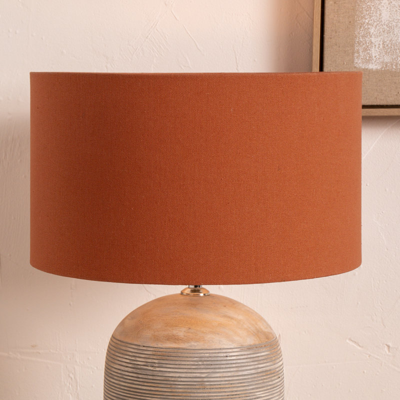 Henry 20cm H Cotton Drum Lamp Shade ( Clip On ) in Orange