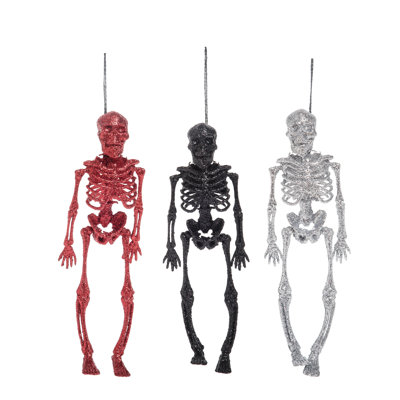 Ornement figurine suspendu squelette paillettes