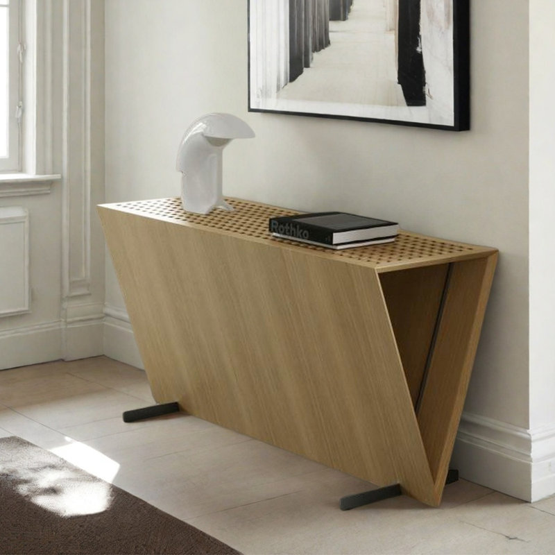 Minimalist Modern Solid Wood Console Table, Brown