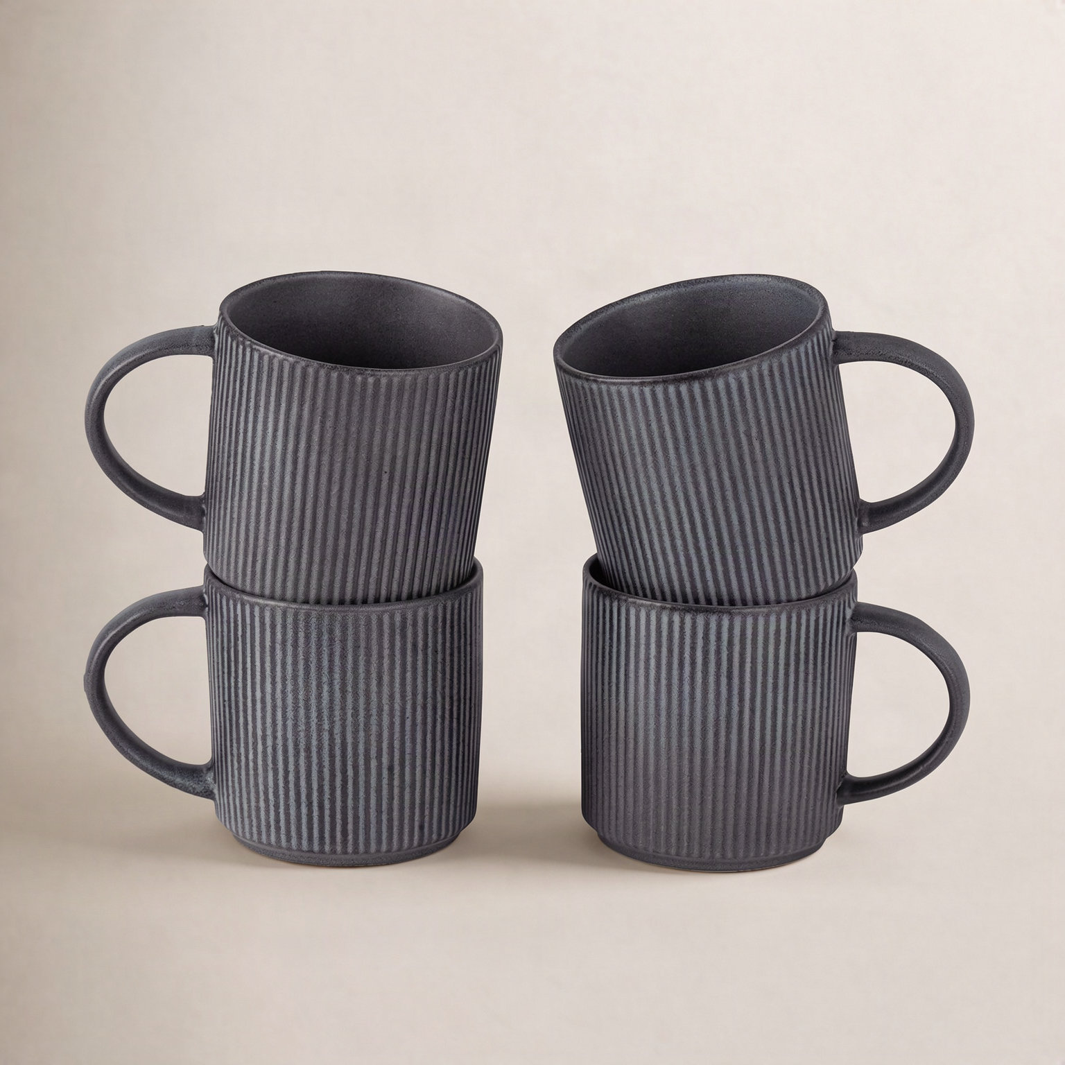 Azal Stoneware Coffee Cup, Matte Dark Charcoal, 12 oz