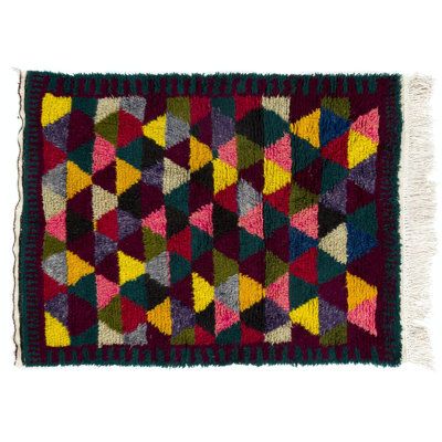 Tapis vibrant fait à la main Mid-Century