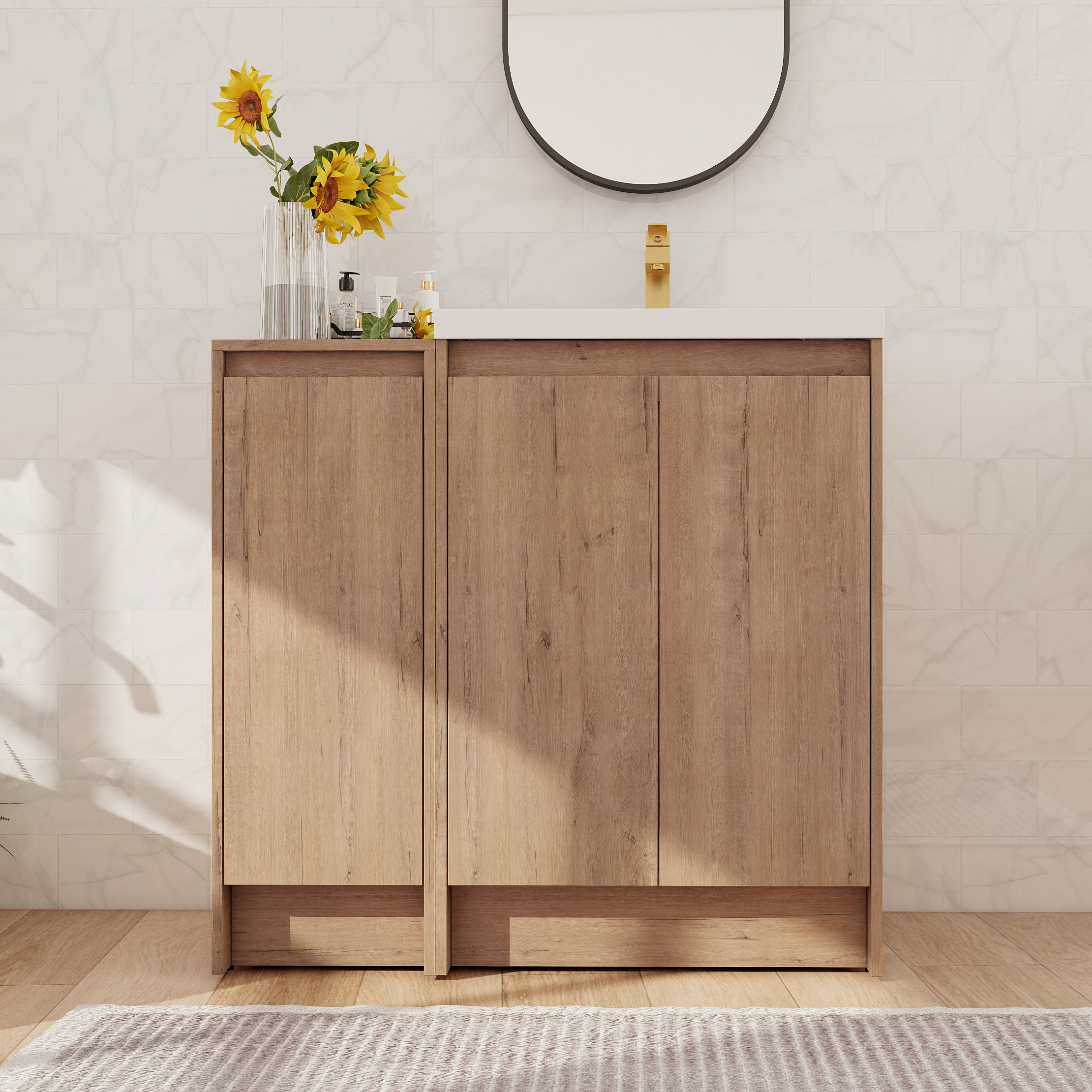 Latitude Run® 36'' Freestanding Bathroom Vanity With Resin Sink, Floor ...