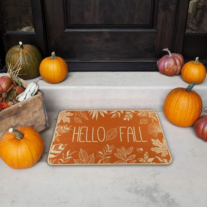 Tapis d'entrée antidérapant 17 po x 29 po Hello Fall Autumn Welcome