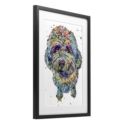 Lagotto Romagnolo Puppy Framed Print Under Glass, design by Jennifer Seeley