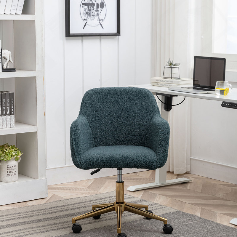 Chaise de bureau en tissu Teddy, hauteur réglable, pivotant à 360 °, Vert