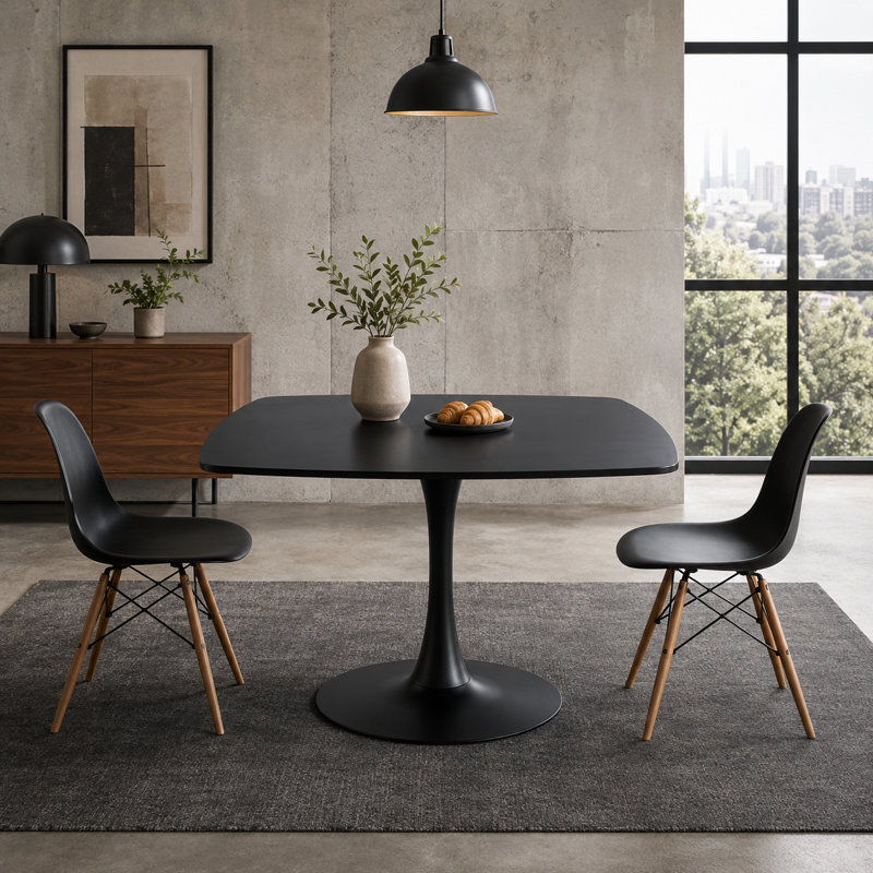 Kharee Dining Table, 43.11" W x 43.11" L, Matte Black