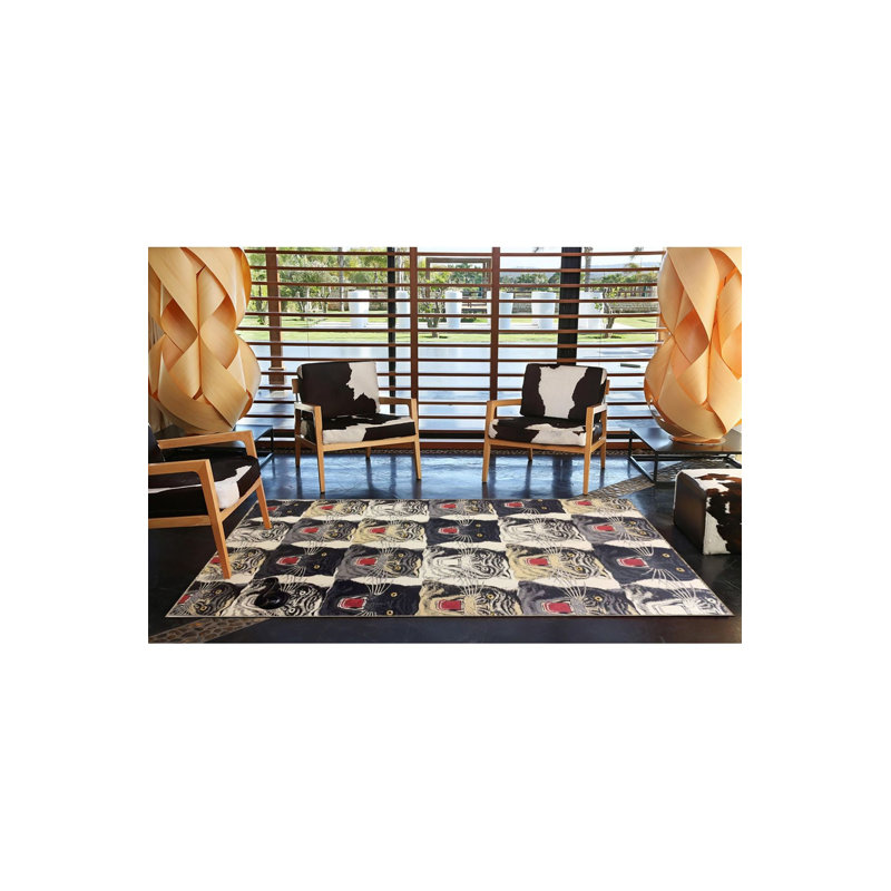 Tapis bleu lavable à motifs tissés, Carré 3 pi 3 po