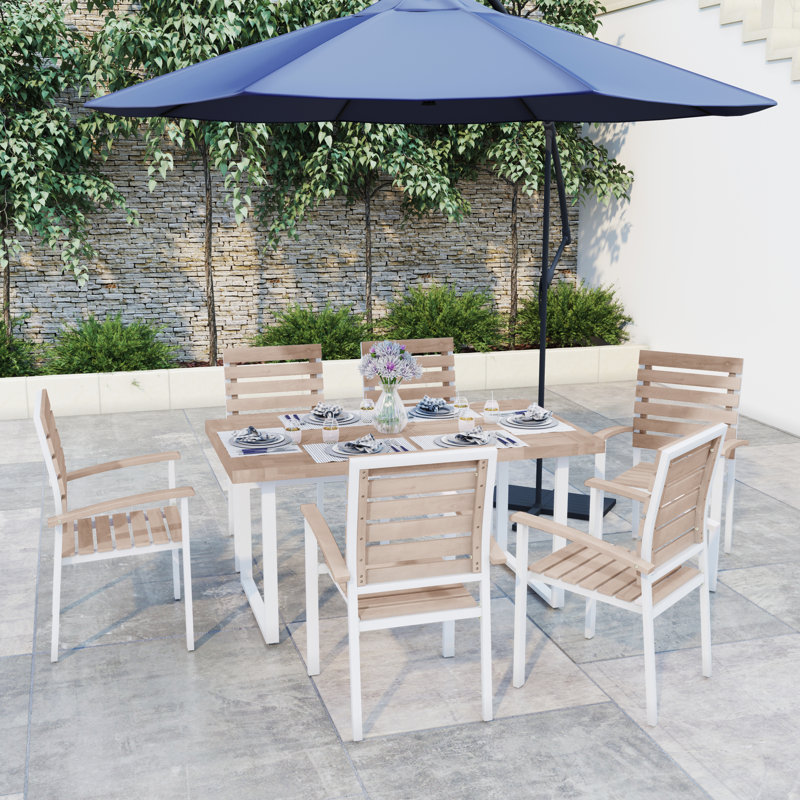 Patio Dining Set, Ivory/White