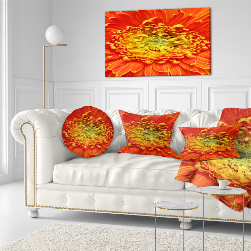 Coussin lombaire floral en brig floral belle gerbera