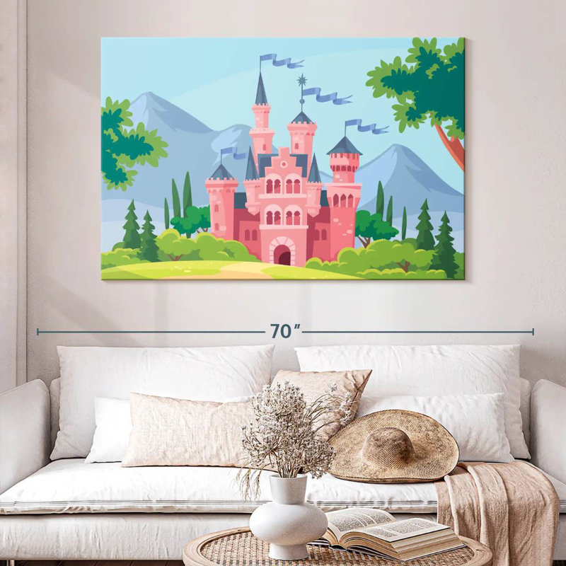 Château de conte de fées rose, H 34 po x l 51 po