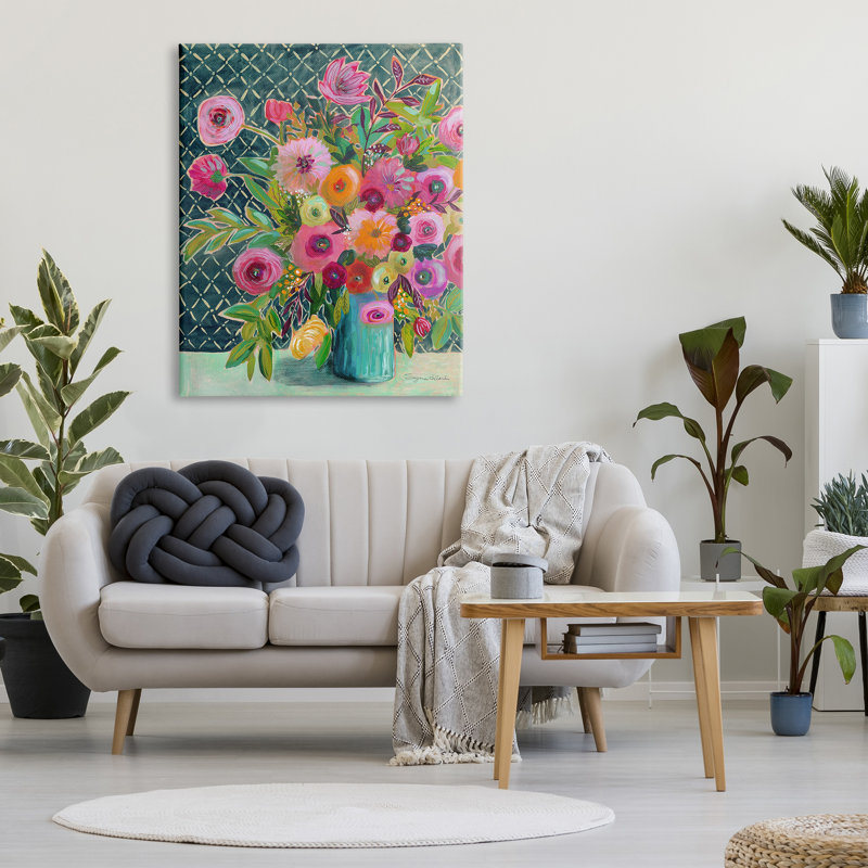 Au-796-Toile, motif de fleurs modernes sur toile par Suzanne Allard, peinture, H 48 po x l 36 po x P 1,5 po