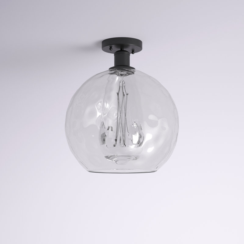 Plafonnier semi-encastré 1 lumière Cindi, Noir mat, H 11,88 po x l 10 po x P 10 po