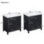 Ensemble de meuble-lavabo noir 60 po avec double meuble-lavabo (séparé), double lavabo en céramique, tablette de rangement et tiroirs séparés (miroir non inclus) - Solution de salle de bain moderne pour salles de bain spacieuses-592433511