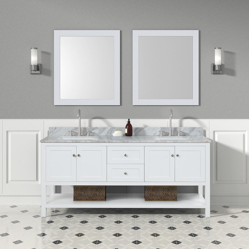 Ensemble de meuble-lavabo double 72 "Bristol, Blanc