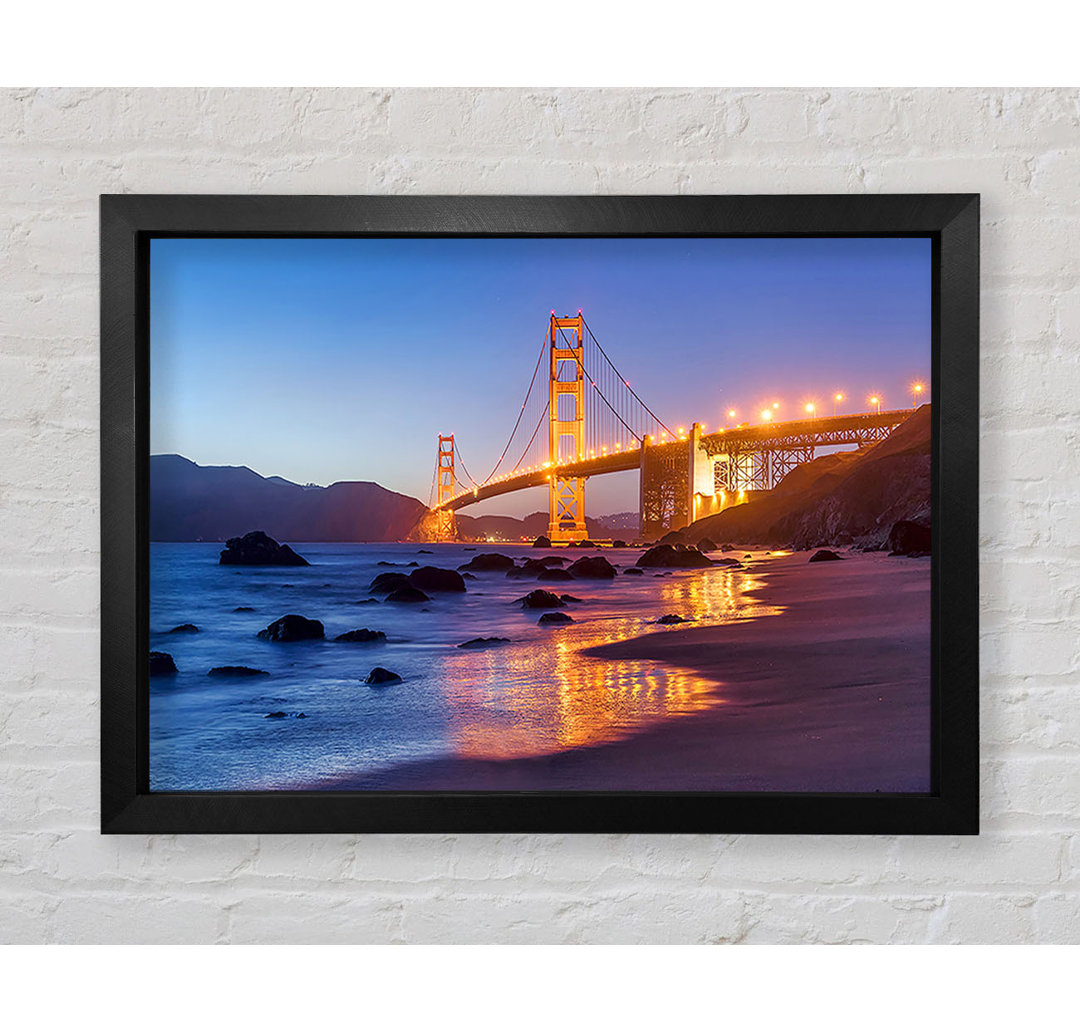 Golden Gate Bridge Stunning Light Glow Gerahmter Druck Wandkunst