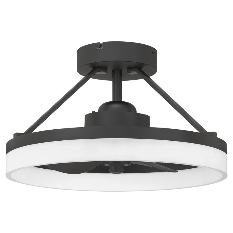Ventilateur de plafond en cage à 3 pales de 14 po avec télécommande et ensemble d'éclairage inclus Halmstad