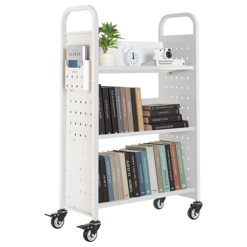 Chariot à livres à 3 niveaux, Blanc