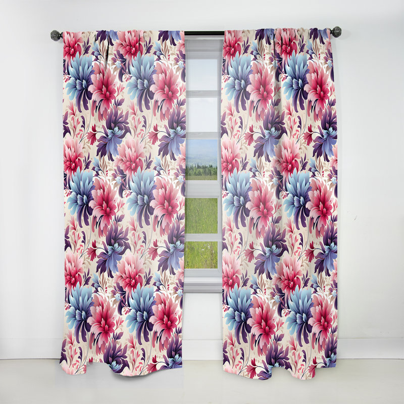 Pink And Purple Carnival Damask Parade - Bohemian Curtain - Velvet Room Darkening - 1 Panel, 52" W x 90" L