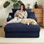 Chaise longue en velours côtelé à compression 47,2 po, siège profond avec porte-gobelet et sac de rangement, aucun assemblage requis-1372238335