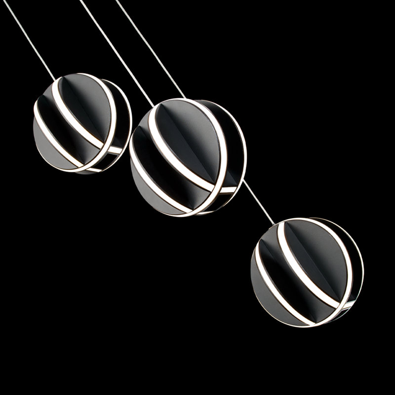 Luminaire suspendu en forme de globe à DEL 3 lumières Carillion, Noir