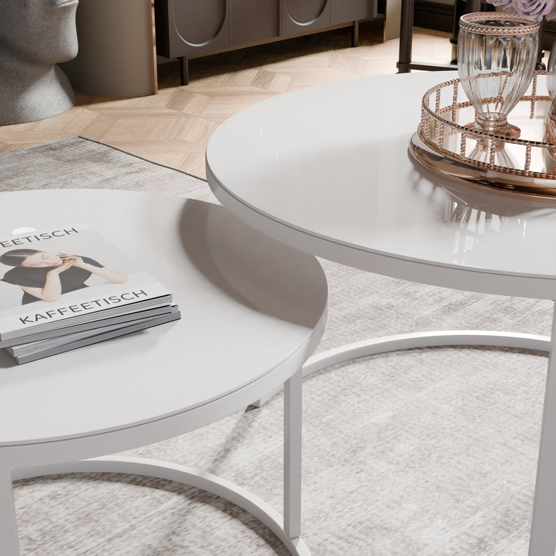 Coffee Table with Storage, 48cm. H x 80cm. L x 80cm. W, White Glass, White
