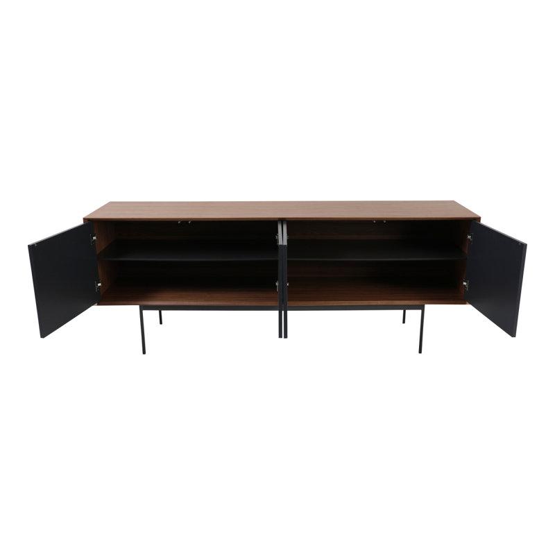 Harper Sideboard - Durable Walnut Veneer With Spacious Storage & Metal Base