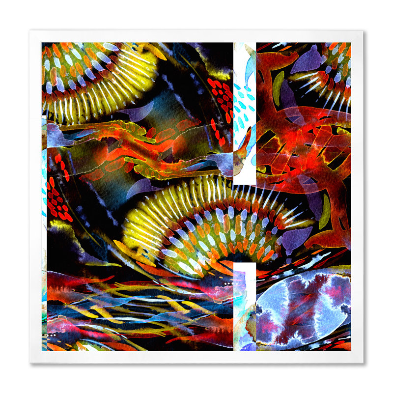 Motif de patchwork aquarelle sans soudure - peinture sur toile, Cadre photo blanc, H 16 po x l 16 po x P 1 po