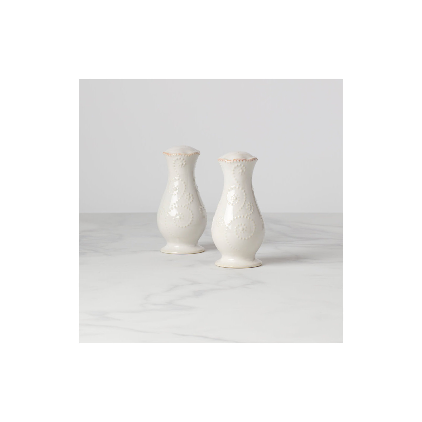 French Perle White Salt and Pepper Shaker Set