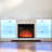White Electric Fireplace Tv Stand, Color Adjustable Flame, , For 32 - 62" Tvs, 58''W*15.5''D*24.4''H Console, 58''W, Fits Flame Combustion Speed Adjustment, Storage Compartments-1575192047