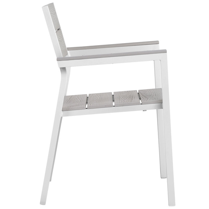 Modern Maine 5-Piece White and Light Gray Aluminum Outdoor Dining Set