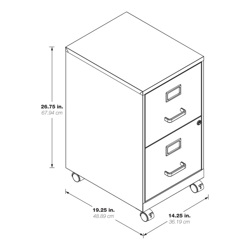 14.25'' Wide 2 -Drawer Mobile Steel File Cabinet, Black