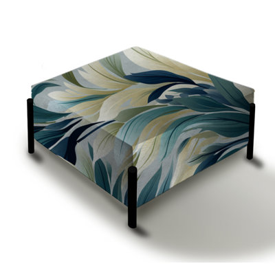 Coastal Symphony Tropical Pattern I - Tropical Large Square Ottoman