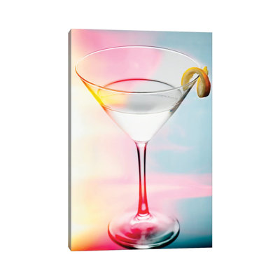 Glass Of Martini With A Twist With Smooth Colours by George Oze - Wrapped Canvas Painting