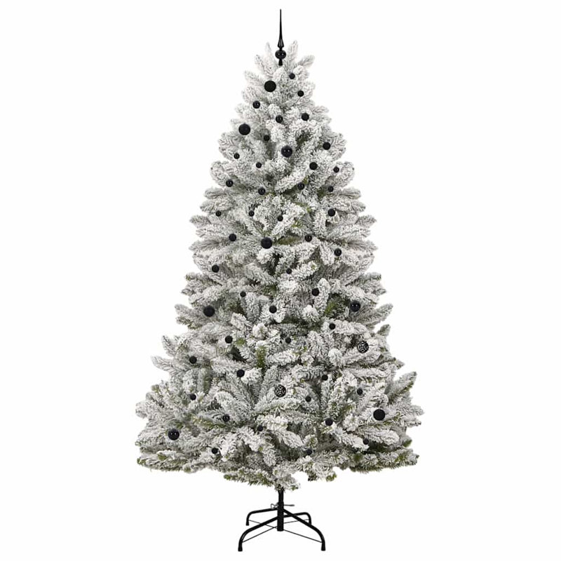 Artificial Christmas Tree Green and White PVC and Metal, 8.86 ft