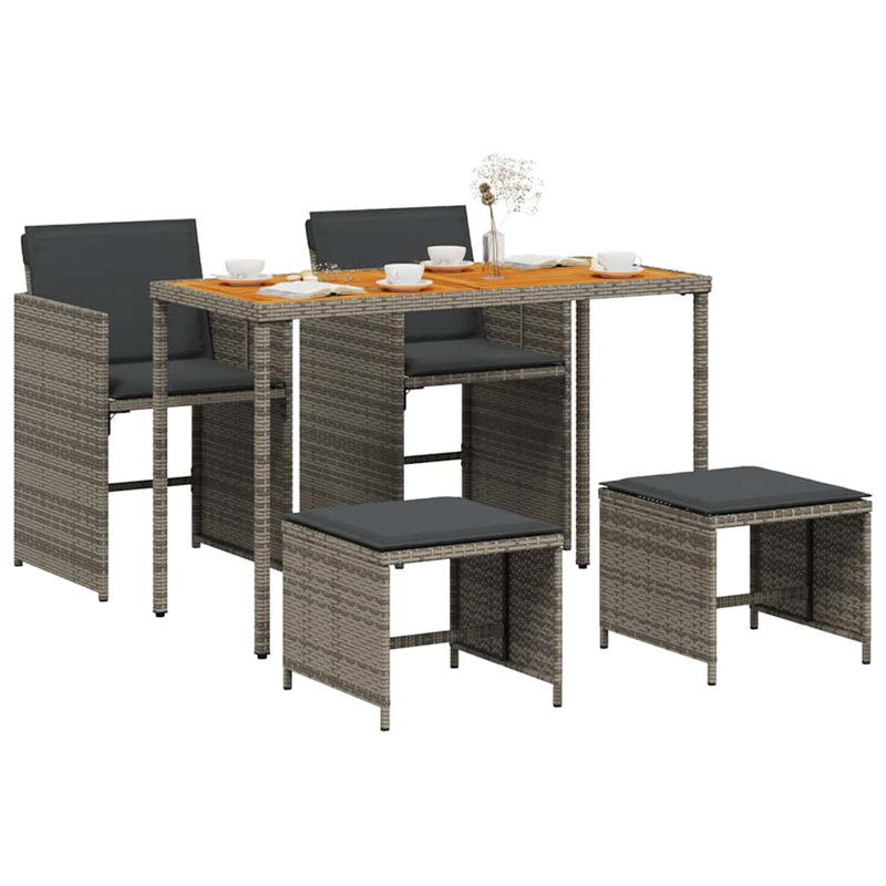 Patio Dining Set with, Grey Cushion/Grey Frame