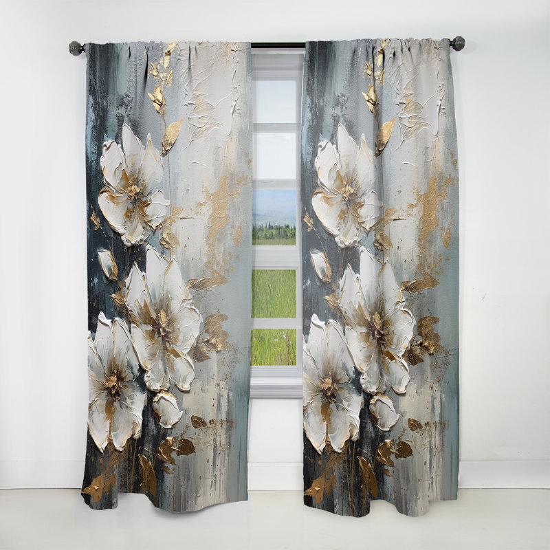 Lynmeade - Pommier symphonique or blanc III - Rideau traditionnel - Velours obscurcissant - 1 panneau, L 52 po x L 120 po